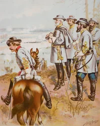 Generál Robert E. Lee (1807-70) v bitvě u Fredericksburgu, 13. prosince 1862
