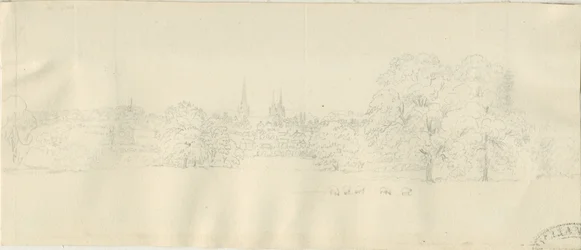 Lichfield - Severní pohled (vzdálený): kresba tužkou, nd [1788-1855] (kresba)