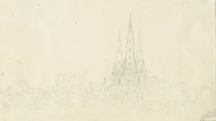 Katedrála Lichfield - East View: kresba tužkou, nd [?19. století]