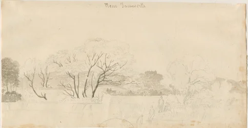 Tamworth - Vzdálený pohled: kresba tužkou, nd [1788-1855] (kresba)