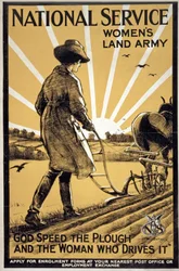 Národní služba, Ženská zemědělská armáda, Bůh žehnej pluhu a ženě, která jej vede, vydáno v Londýně, kolem roku 1917