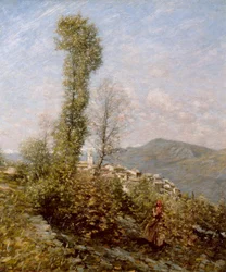 Vesnice na úbočí kopce v Provence, asi 1910-14 (olej na plátně)