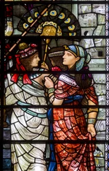 Katedrála v Durhamu, Holday Workshop, Henry Holiday, Detail Mojžíše odcházejícího z faraonského dvora, 1895