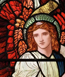 Grasmere, St Oswald, James Powell & Sons, Henry Holiday, Detail ministerských andělů, 1893