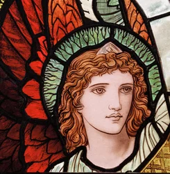 Grasmere, St Oswald, James Powell & Sons, Henry Holiday, Ministering Angels, detail, 1893