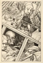 Úplně zapomněl své jméno“ z The Hunting of the Snark, Agony in Eight Fits, od Lewise Carrolla, hospoda. 1876