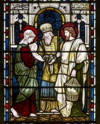 Kirkstall, St Stephen, Heaton Butler & Bayne, Henry Holiday, The Presentation, cca 1870