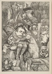 The Beaver přinesl papír, portfolio a pera, z The Hunting of the Snark, Agony in Eight Fits, od Lewise Carrolla, hospoda. 1876