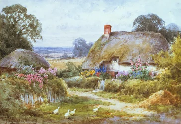 Chata v létě (akvarel)