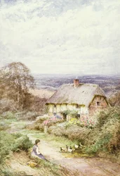 Došková chaloupka (akvarel)