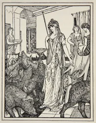Circe posílá Swine (The Companions of Ulysses) do Styes, frontispis z 