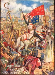 Richard Lví srdce na křížových výpravách, ilustrace z knihy „A History of England“ od Rudyarda Kiplinga, 1911