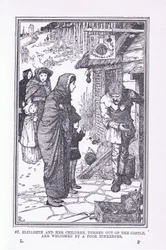 Svatá Alžběta a její děti, vyvrácená z hradu a přivítána chudým hostinským, 1912