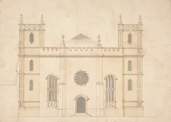 Fasáda novogotického kostela, 1745-76.