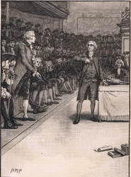 Scéna v Dolní sněmovně: porušení mezi Burkem a Foxem 1791
