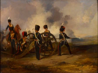Nabíjení posádky dělostřelectva Royal Horse, circa 1844