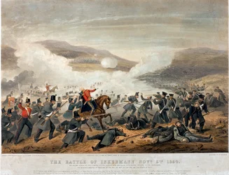 Bitva u Inkermannu 5. listopadu 1854, vyryl Edmund Walker (fl. 1836-62) 1854