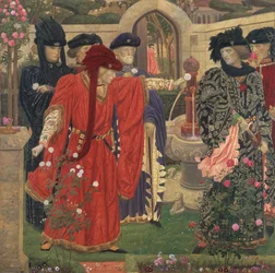 Výběr červených a bílých růží v chrámové zahradě, 1910.