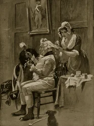 Příprava na přehlídku, 1799, ilustrace z knihy „Hutchinson