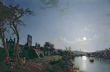 Ráno s výhledem na Kirkstall Abbey (olej na plátně)