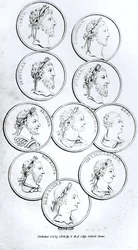 Portréty římských císařů, z „Dějiny úpadku a pádu Římské říše“, svazek I, od Edwarda Gibbona, 1808