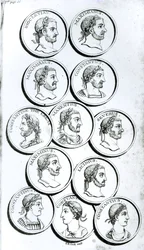 Portréty římských císařů, z „Dějiny úpadku a pádu Římské říše“, svazek II, strana 50, Edward Gibbon, 1808