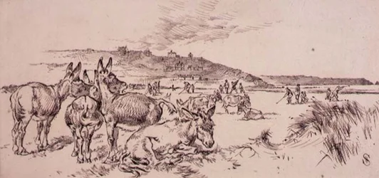 Osli na golfovém hřišti, ilustrace z časopisu 