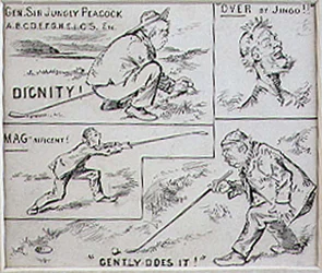 Golfové pohyby, ilustrace z časopisu Graphic, vyd. cca 1870 (litografie)