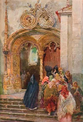 Jižní dveře kostela Matriz, Ponta Delgada, c1899