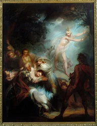 Strašidelný les. Obraz Henryho Singletona (1766 - 1839).