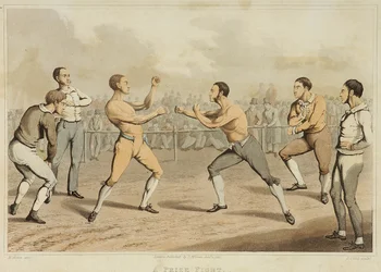 A Prize Fight, vyryl J. Clark, publikoval v roce 1820 (akvatinta)