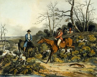 Breaking Cover, z „Lovu na lišku“, vyryl Thomas Sutherland (1785-1838) 1817 (barevně lito)