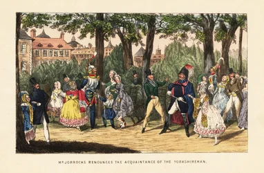 Angličtí turisté promenádující se v Tuileries Garden, Paříž
