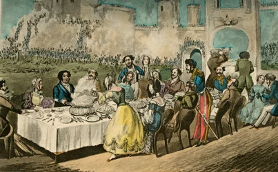 Stolek dHôte- Voda, prohlašuji, - s Worms v něm, 1838