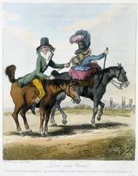 Láska a vítr - v "" Karikatury anglaise sur les způsoby jízdy na koni", nemoc. od H. W. Bunbury, ed. John Stockdale