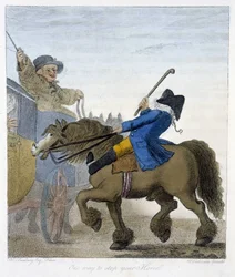 Meway zastavit svého koně - v „“anglických karikaturách o jezdeckých způsobech“, nemocný. od H. W. Bunbury, ed. John Stockdale