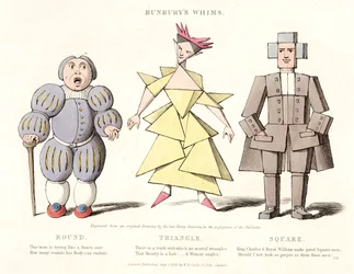 Kulatý, trojúhelníkový a čtvercový, z Bunburys Whims, 1828
