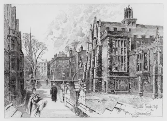 Middle Temple Hall a Fountain Court (rytina)