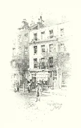 Tom’s Coffee House, Russell Street, Londýn (litho)