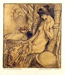 Sphynx (inkoust, tužka a akvarel na papíře)