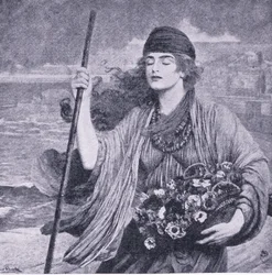 Nydia, slepá dívka z Pompejí, ilustrace ze Světové knihovny nejlepších knih, kolem roku 1940