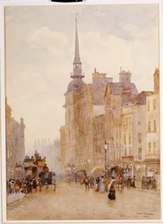 Pohled dolů Ludgate Hill ze schodů St. Paul