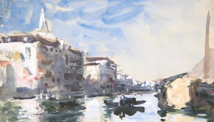 Scéna na Canal Grande, Benátky, 19. století.