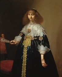 Portrét dámy v komplikovaném vyšívaném kostýmu, 1640