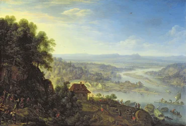 Údolí Rýna poblíž Erbachu v Rheingau (olej na dubovém panelu)