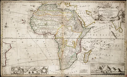 Mapa Afriky, asi 1715 (kolorovaná rytina)