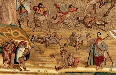 Tapisérie inspirovaná dílem Hieronyma Bosche, kolem roku 1560 (zlato, stříbro, hedvábí a vlna)