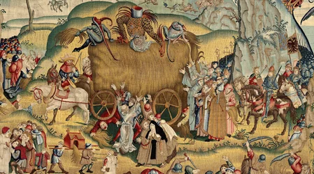 Tapisérie inspirovaná dílem Hieronyma Bosche, kolem roku 1560 (zlato, stříbro, hedvábí a vlna)
