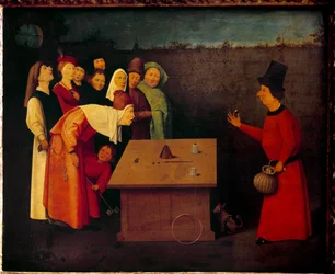 Retraktor (nebo kouzelník). Obraz od Hieronyma Van Aekena (Aken) dit Jerome Bosch (1450-1516)
