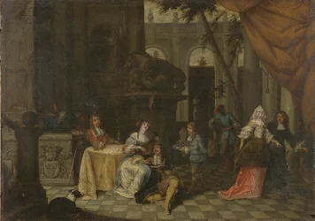 Elegantní společnost na terase, 1669